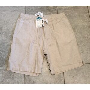 New Beige Linen Blend Pull On Shorts Pockets Tenth & Ocean Sz L